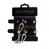 Черно-фиолетовые скругленные наручники с мягкой подкладкой - Crazy Handmade - купить с доставкой в Элисте