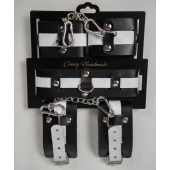 Набор фиксаторов из черной и белой натуральной кожи - Crazy Handmade - купить с доставкой в Элисте