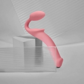 Розовый безремневой страпон Strap-on-me Semi-Realistic Bendable Strap-On size M - Strap-on-me - купить с доставкой в Элисте