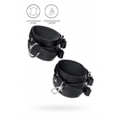 Черные кожаные оковы с двумя перекрёстными ремешками - Pecado - купить с доставкой в Элисте