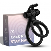 Черное эрекционное виброкольцо с подхватом мошонки Stay Hard - Boys of Toys - в Элисте купить с доставкой
