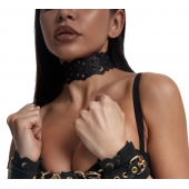 Черный ажурный чокер с золотистой фурнитурой - Crazy Handmade - купить с доставкой в Элисте