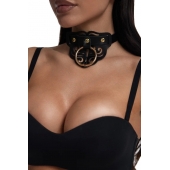 Черный чокер с клепками и золотистой фурнитурой - Crazy Handmade - купить с доставкой в Элисте