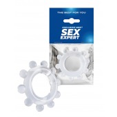 Прозрачное эрекционное кольцо со стимулирующими шариками - Sex Expert - в Элисте купить с доставкой