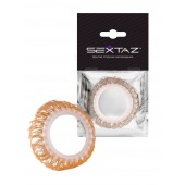 Эрекционное кольцо с бежевыми «ресничками» - Sextaz - в Элисте купить с доставкой