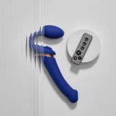 Синий безремневой страпон Multi Orgasm Bendable Strap-On size XL с клиторальной стимуляцией - Strap-on-me - купить с доставкой в Элисте
