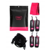 Черно-розовый эротический набор: фиксатор, оковы, наручники, повязка - Erokay - купить с доставкой в Элисте