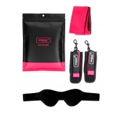 Черно-розовый эротический набор: маска, наручники и повязка - Erokay - купить с доставкой в Элисте