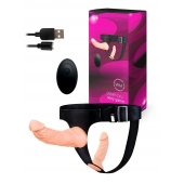 Женский страпон с 2 насадками, вибрацией и пультом ДУ - Erowoman-Eroman - купить с доставкой в Элисте