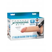 Телесный пустотелый фаллопротез 5’’ Hollow Silicone Strap-On - 14 см. - Pipedream - купить с доставкой в Элисте