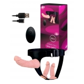 Женский страпон с 3 насадками и вибрацией - Erowoman-Eroman - купить с доставкой в Элисте