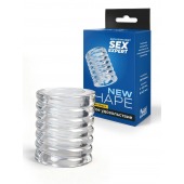 Прозрачная сквозная насадка на пенис с ребрышками - Sex Expert - в Элисте купить с доставкой