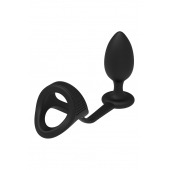 Черное эрекционное кольцо с анальной пробкой Cockstrap With Anal Plug - Dream Toys - в Элисте купить с доставкой