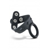 Черное эрекционное кольцо с подхватом мошонки на кнопках VS6 - Blush Novelties - в Элисте купить с доставкой