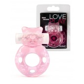 Розовое эрекционное виброкольцо в форме мишки - 1137 - в Элисте купить с доставкой