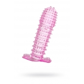 Гелевая розовая насадка с шипами - 12 см. - Toyfa Basic - в Элисте купить с доставкой