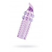 Гелевая фиолетовая насадка с шариками, шипами и усиком - 11 см. - Toyfa Basic - в Элисте купить с доставкой