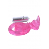 Розовая вибронасадка со стимулятор клитора   Язычок - Toyfa Basic - в Элисте купить с доставкой