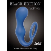 Синее эрекционное кольцо с анальной пробкой Double Pleasure Anal Plug - Lola Games - в Элисте купить с доставкой