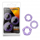 Набор из 3 фиолетовых эрекционных колец Stay Hard Beaded Cockrings - Blush Novelties - в Элисте купить с доставкой