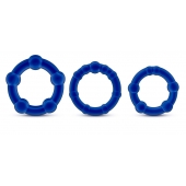 Набор из 3 синих эрекционных колец Stay Hard Beaded Cockrings - Blush Novelties - в Элисте купить с доставкой