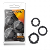 Набор из 3 чёрных эрекционных колец Stay Hard Beaded Cockrings - Blush Novelties - в Элисте купить с доставкой