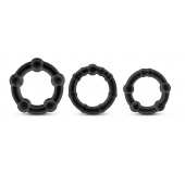 Набор из 3 чёрных эрекционных колец Stay Hard Beaded Cockrings - Blush Novelties - в Элисте купить с доставкой