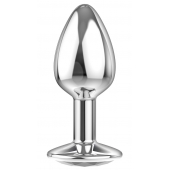 Малая серебристая анальная пробка Diamond Clear Sparkle Small с прозрачным кристаллом - 7 см. - Lola Games - купить с доставкой в Элисте