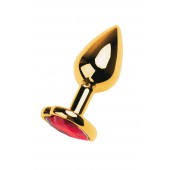 Золотистая анальная пробка с кристаллом-сердцем - 7,5 см. - ToyFa - купить с доставкой в Элисте