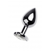 Серебристая анальная пробка с прозрачным кристаллом-сердцем - 8 см. - ToyFa - купить с доставкой в Элисте