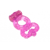 Розовое эрекционное кольцо Rings Treadle с подхватом - Lola Games - в Элисте купить с доставкой