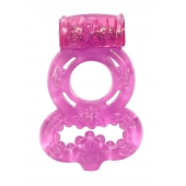 Розовое эрекционное кольцо Rings Treadle с подхватом - Lola Games - в Элисте купить с доставкой