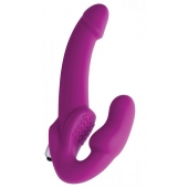 Ярко-розовый безремневой вибрострапон Evoke Vibrating Strapless Silicone Strap-on Dildo - XR Brands - купить с доставкой в Элисте