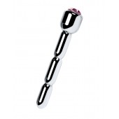 Серебристый уретральный плаг со стразом - 7 см. - ToyFa - купить с доставкой в Элисте