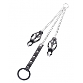 Черно-серебристые зажимы для сосков с кольцом для пениса TOYFA Metal - ToyFa - купить с доставкой в Элисте