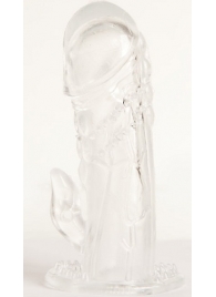 Прозрачная гелевая насадка с клиторальным отростком - 13 см. - Toyfa Basic - в Элисте купить с доставкой