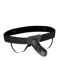 Чёрный полый страпон с вибрацией Unisex Vibrating Hollow Strap-On - 14 см. - Lux Fetish - купить с доставкой в Элисте