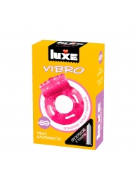 Розовое эрекционное виброкольцо Luxe VIBRO  Ужас Альпиниста  + презерватив - Luxe - в Элисте купить с доставкой