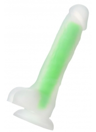 Прозрачно-зеленый фаллоимитатор, светящийся в темноте, Wade Glow - 20 см. - ToyFa