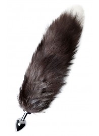 Серебристая металлическая анальная втулка с хвостом чернобурой лисы - размер S - ToyFa - купить с доставкой в Элисте