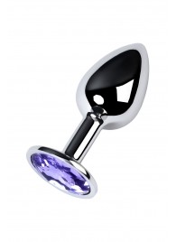 Серебристая конусовидная анальная пробка с фиолетовым кристаллом - 7 см. - ToyFa - купить с доставкой в Элисте