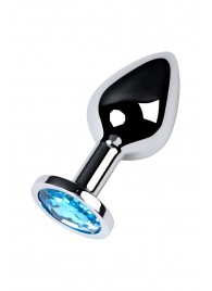 Серебристая конусовидная анальная пробка с голубым кристаллом - 8 см. - ToyFa - купить с доставкой в Элисте