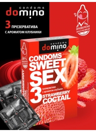 Презервативы для орального секса DOMINO Sweet Sex с ароматом клубничного коктейля  - 3 шт. - Domino - купить с доставкой в Элисте
