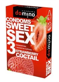 Презервативы для орального секса DOMINO Sweet Sex с ароматом клубничного коктейля  - 3 шт. - Domino - купить с доставкой в Элисте