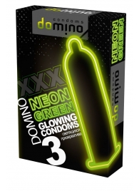 Презервативы DOMINO Neon Green со светящимся в темноте кончиком - 3 шт. - Domino - купить с доставкой в Элисте