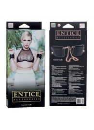 Черные мягкие наручники Entice French Cuffs с цепью - California Exotic Novelties - купить с доставкой в Элисте