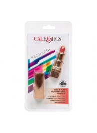 Золотистый вибратор-помада с красным мягким кончиком Hide   Play Rechargeable Lipstick - California Exotic Novelties - купить с доставкой в Элисте