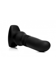 Черный фрикционный вибратор Silicone Vibrating   Thrusting Plug with Remote Control - 17,1 см. - XR Brands