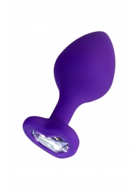 Фиолетовая анальная втулка Diamond Heart с прозрачным кристаллом - 8 см. - ToyFa - купить с доставкой в Элисте