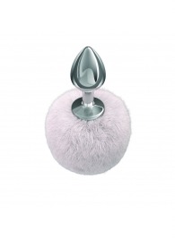 Серебристая анальная пробка с белым пушистым хвостиком Twinkle - Lola Games - купить с доставкой в Элисте